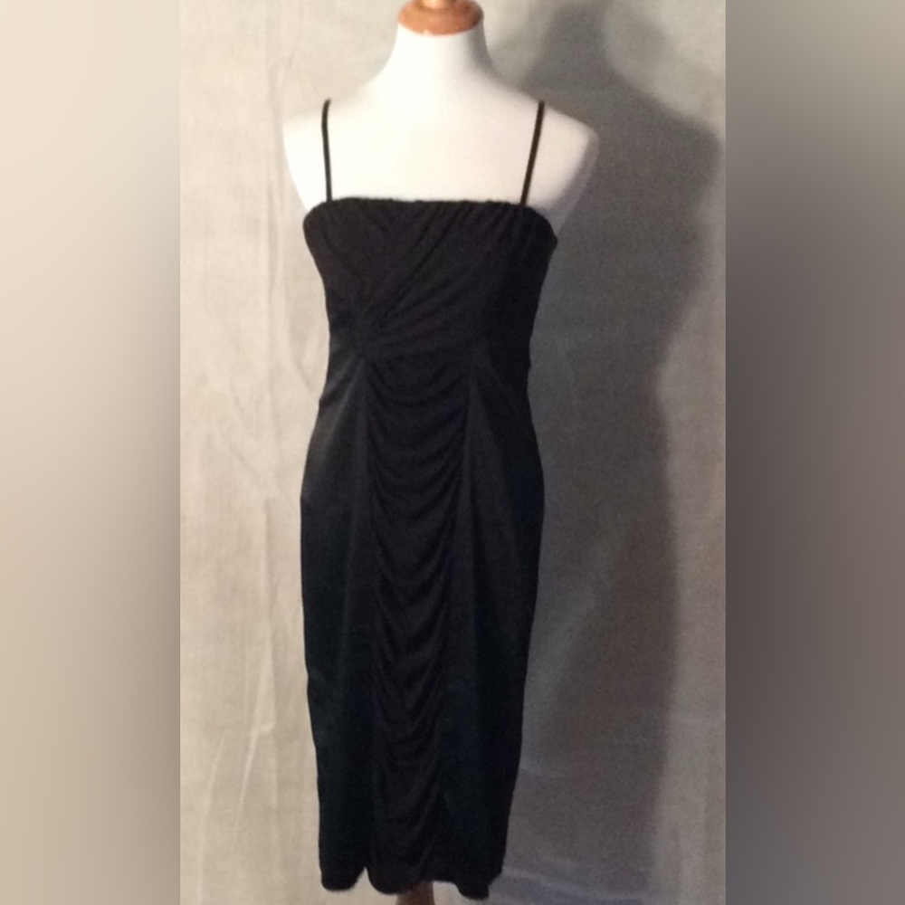 Calvin Klein Black Ruched Sheath Dress SZ 4 Perfect Cocktail Little Black Dress